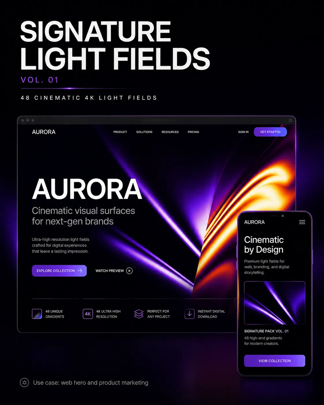 Signature Light Fields used in a web product example