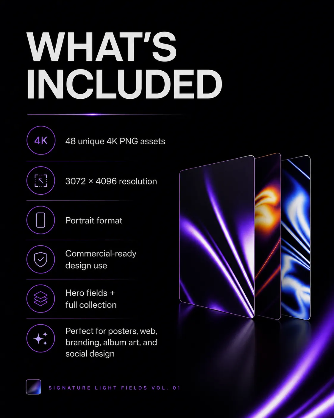 Contents included with the Signature Light Fields collection