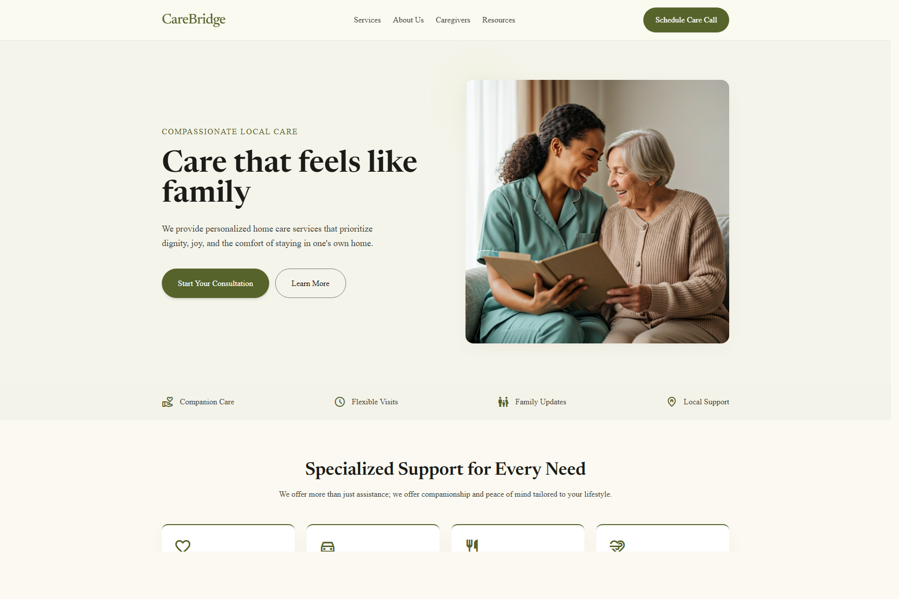 CareBridge website template screenshot