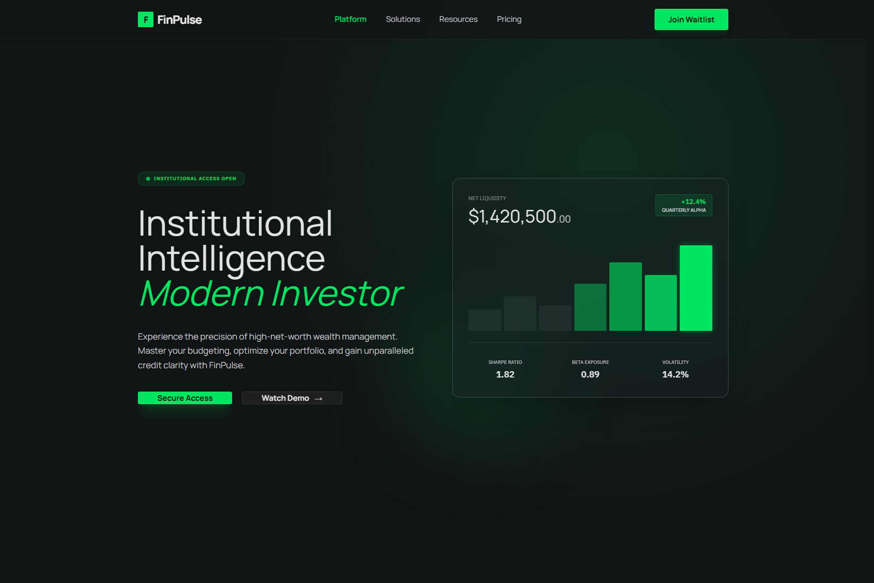 FinPulse website template screenshot