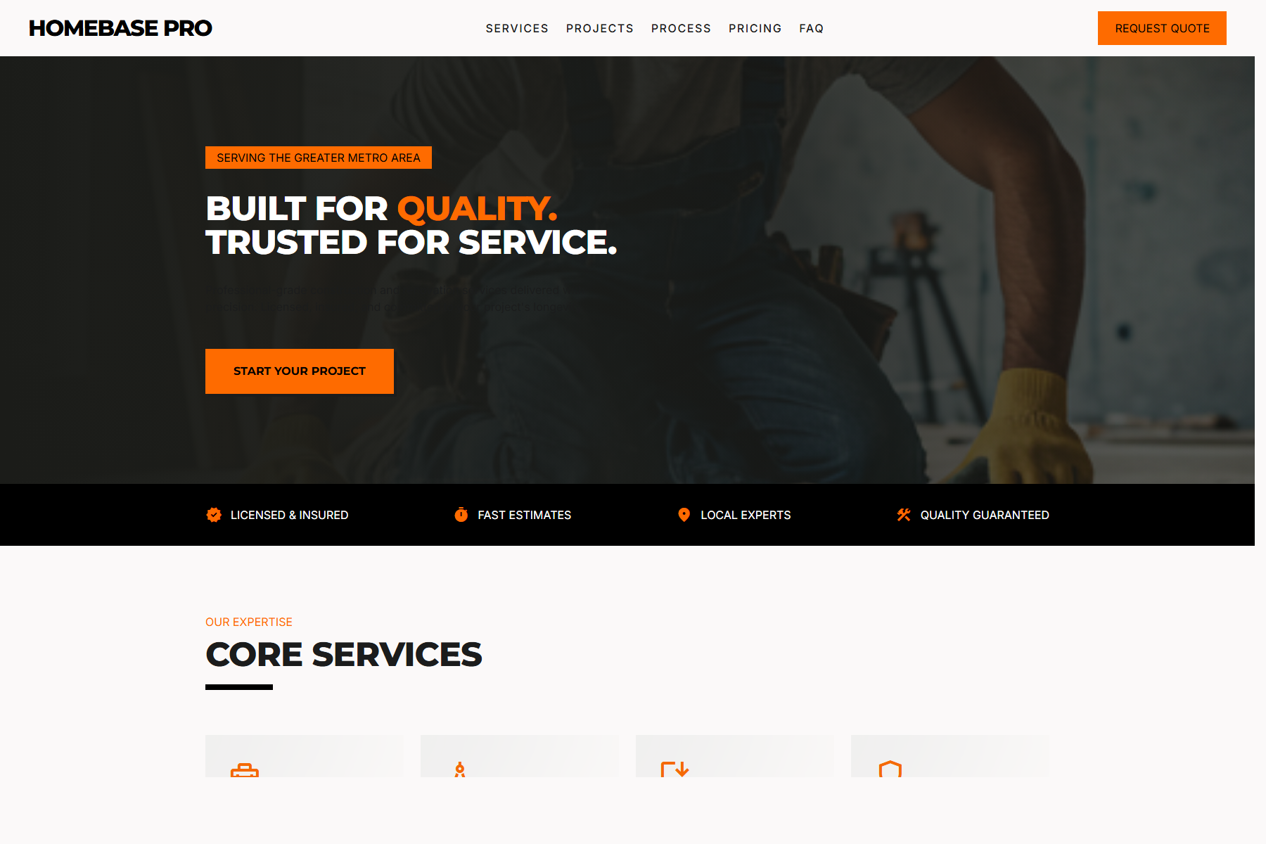 HomeBase Pro website template screenshot