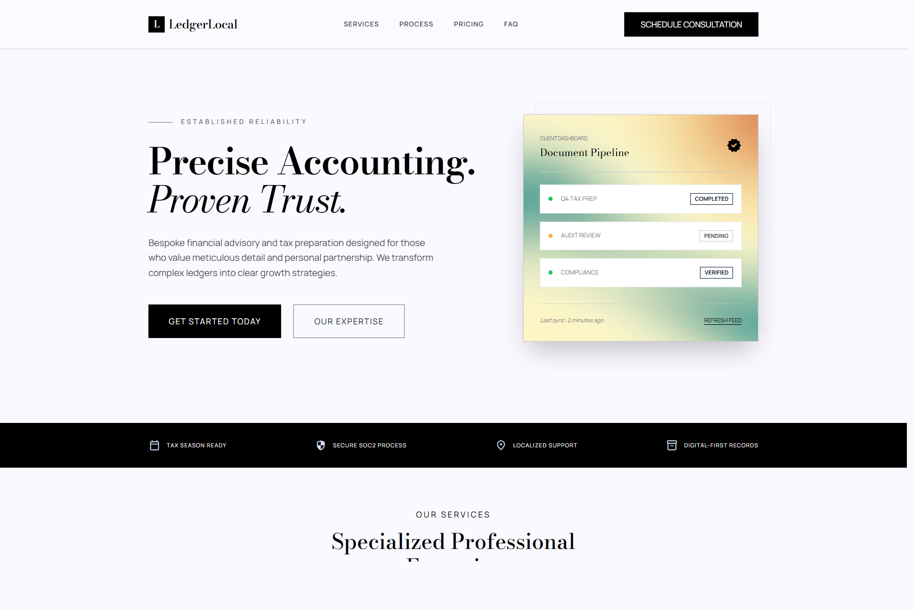 LedgerLocal website template screenshot