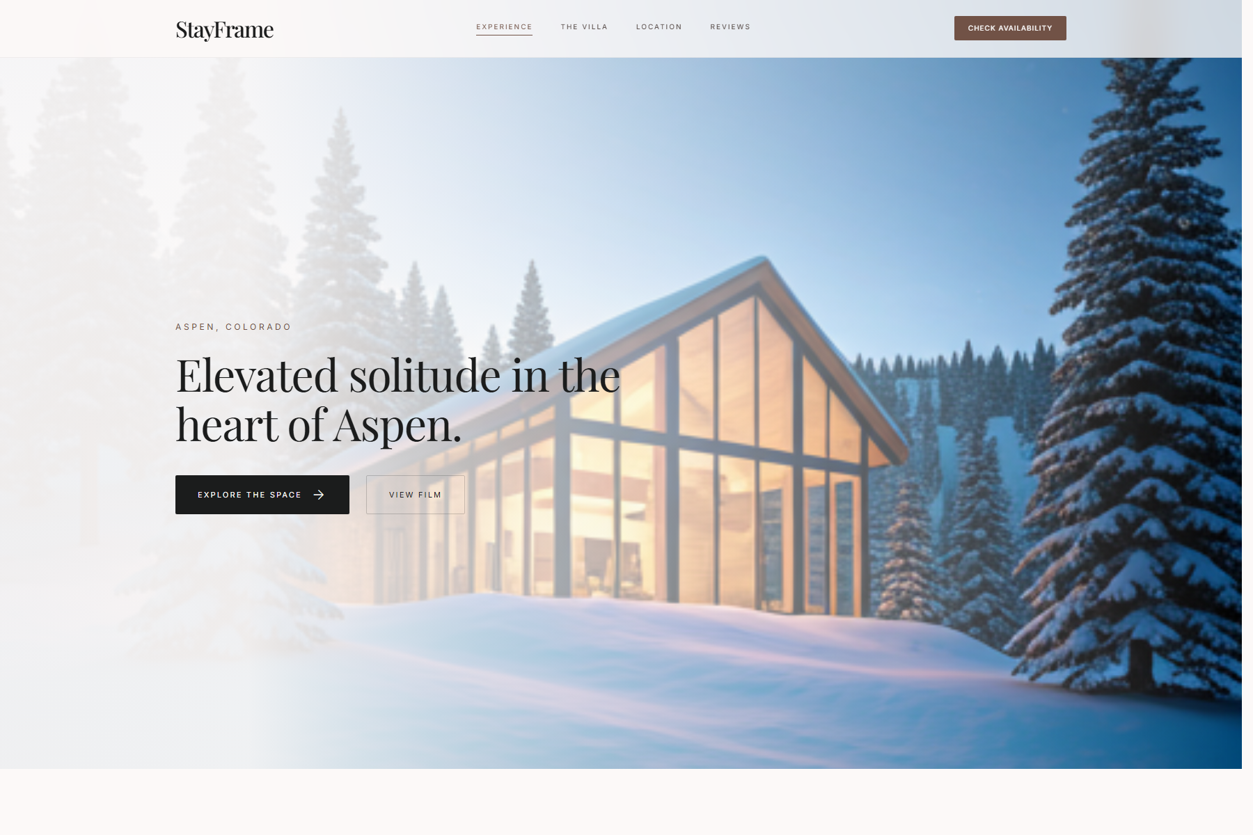 StayFrame website template screenshot