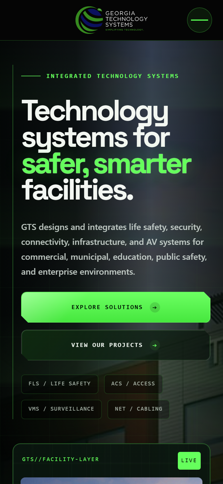 Georgia Technology Systems mobile hero screen