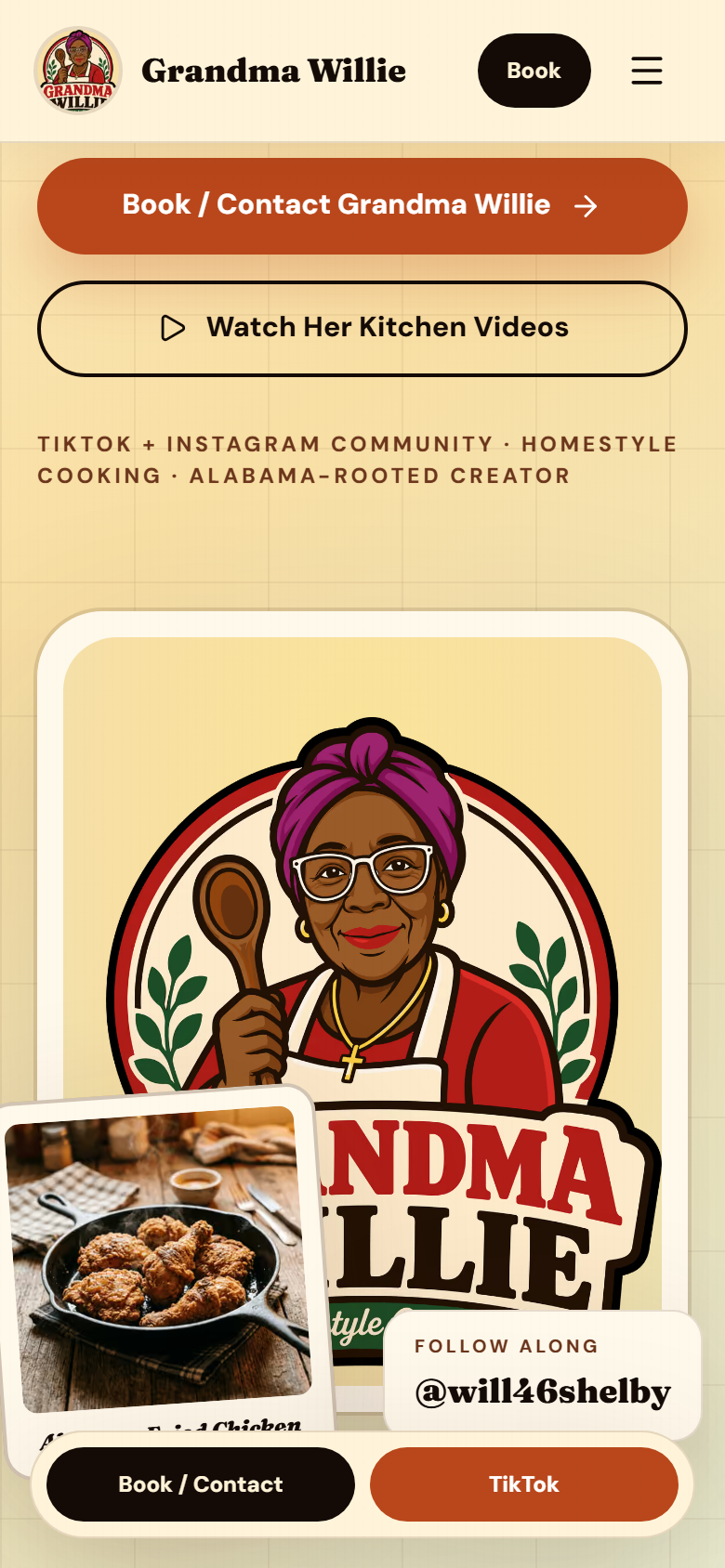 Grandma Willie mobile recipe feed